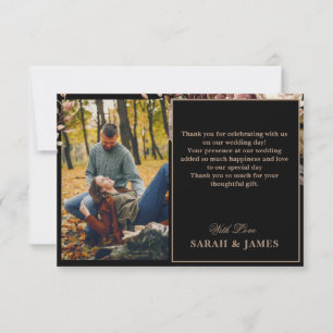 Modern Rustic Floral Fall wedding photo Thank You Card