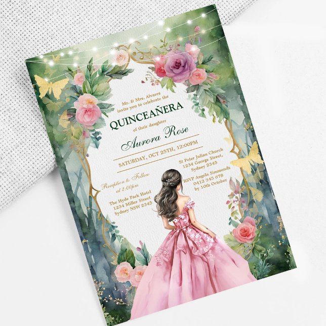 Modern Rustic Floral Quinceanera Invitation (Creator Uploaded)