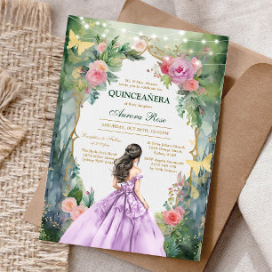 Modern Rustic Floral Quinceanera Invitation