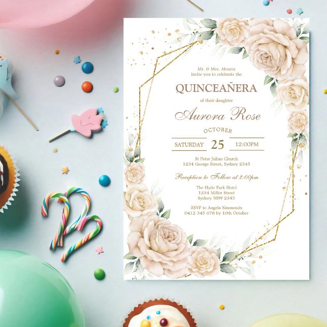 Modern Rustic Floral Quinceanera Invitation (Creator Uploaded)
