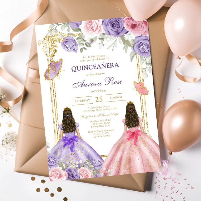 Modern Rustic Floral Quinceanera Invitation (Creator Uploaded)
