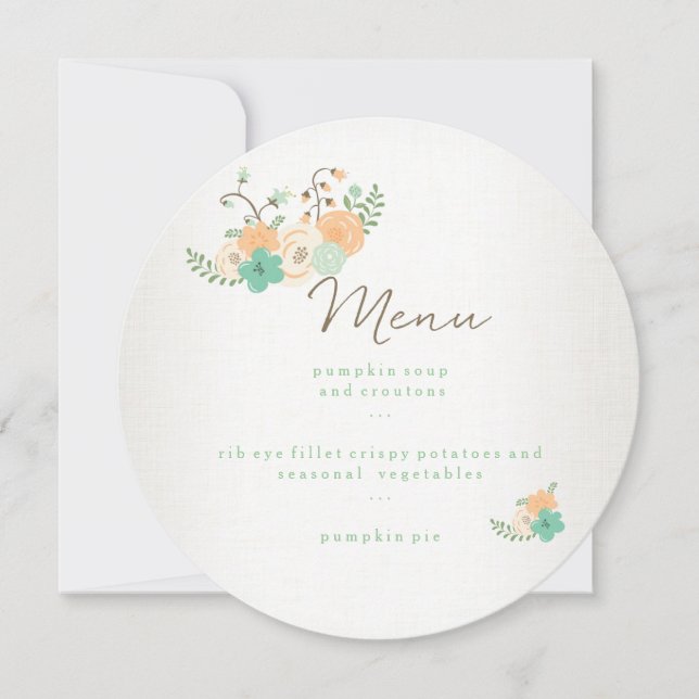 Modern Rustic Floral Thanksgiving Dinner Menu Card (Front)