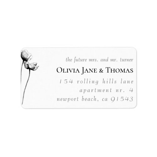 Modern Rustic Floral Wedding Return Address Label