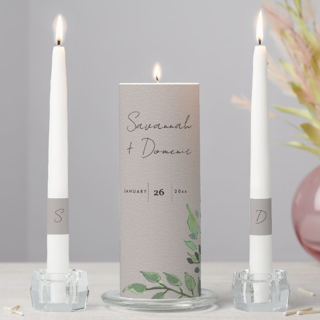 Modern Rustic Forest Greenery Wedding Unity Candle Set (In Situ)