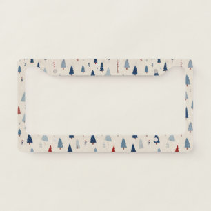 Modern Rustic Forest Tree Pattern License Plate Frame