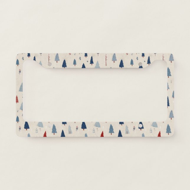 Modern Rustic Forest Tree Pattern License Plate Frame (Front)