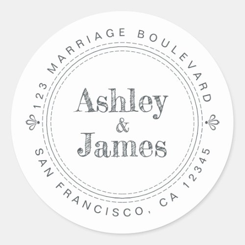 Modern Rustic Future Mr Mrs Wedding Return Address Classic Round Sticker