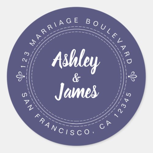 Modern Rustic Future Mr Mrs Wedding Return Address Classic Round Sticker