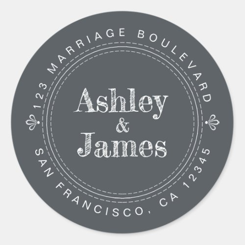 Modern Rustic Future Mr Mrs Wedding Return Address Classic Round Sticker