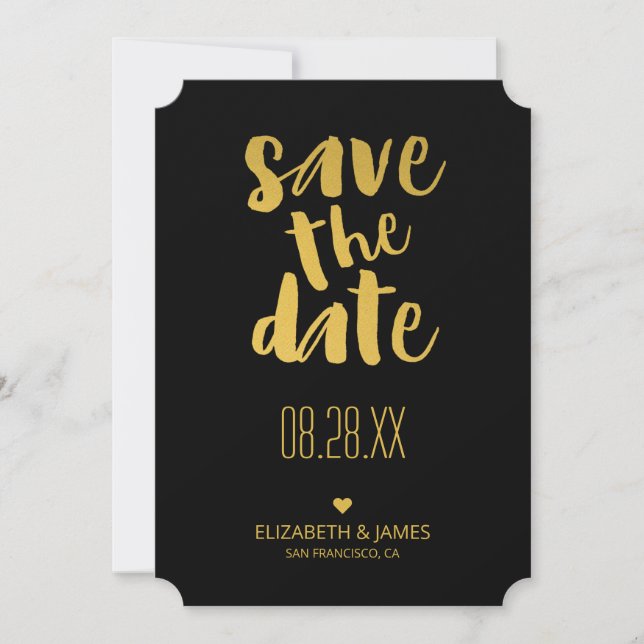 Modern Rustic Gold Save The Date Wedding (Front)
