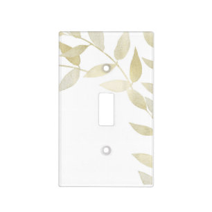 Modern Rustic Golden Gold Leaves Botanical Wedding Light Switch Cover