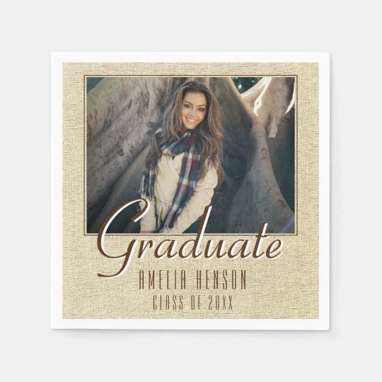 Modern Rustic Graduate Photo Graduation Party Napkins | Zazzle.com