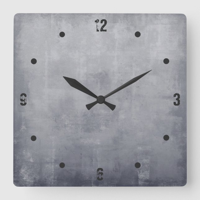 Modern rustic Gray abstract Square Wall Clock (Front)