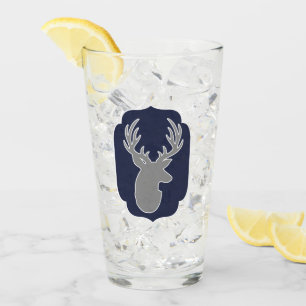Modern Rustic Gray Deer & Navy Bracket Glass