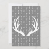 Modern Rustic Gray & Navy Deer & Arrow Baby Shower Invitation (Back)