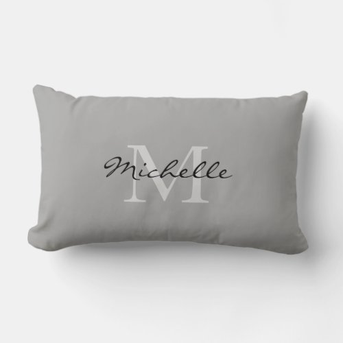 Modern rustic Gray personal monogram name Lumbar Pillow