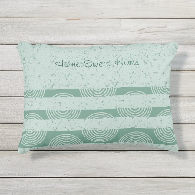Modern rustic green sweet home outdoor pillow (Front)