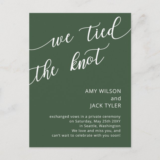 Modern Rustic Green Wedding Announcement Postcard (Front)