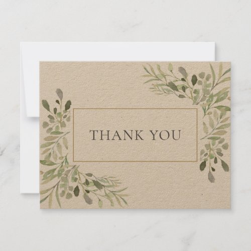 Modern Rustic Greenery Business Thank You Card