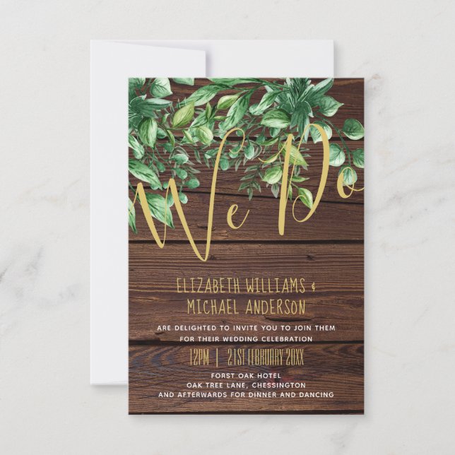 Modern Rustic Greenery Invites With Envelopes (Front)