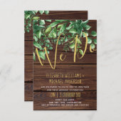 Modern Rustic Greenery Invites With Envelopes (Front/Back)