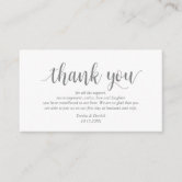 Modern Dark Grey Script, Wedding Thank you Enclosure Card