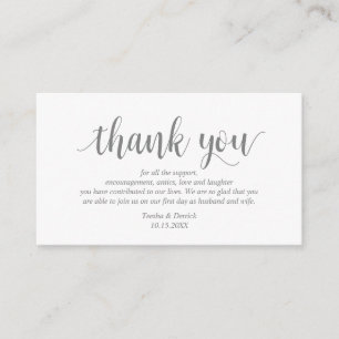 Modern Rustic, Grey color, Wedding Thank you Enclosure Card