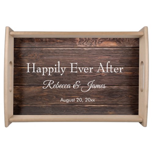 Modern Rustic Happily Ever After Newlyweds Script  Serving Tray