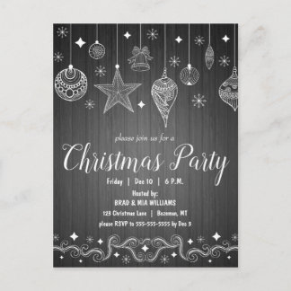 Modern Rustic Holiday Christmas Party Invitation Postcard