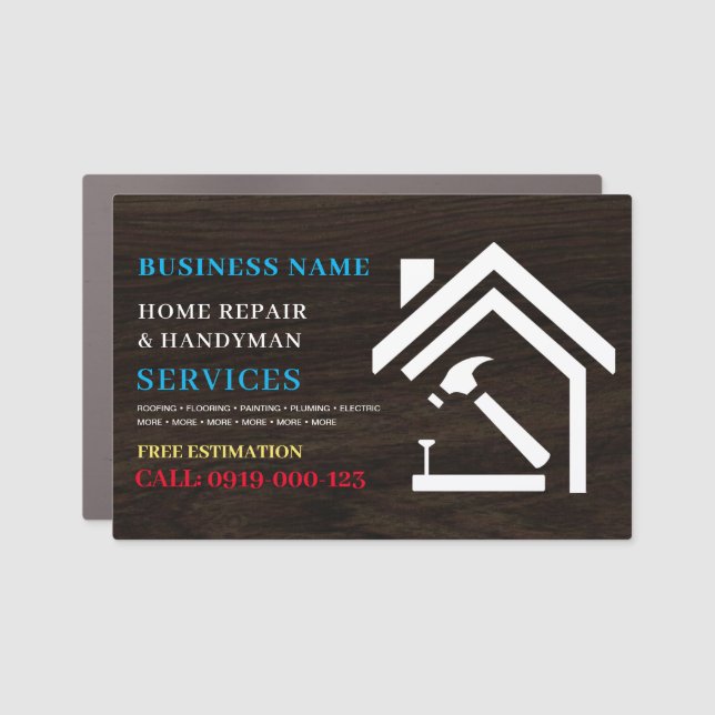 Modern Rustic Home Repair Handyman Promotional  Car Magnet (Front)