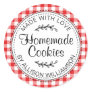 Modern Rustic Homemade Cookies Red Check Classic Round Sticker
