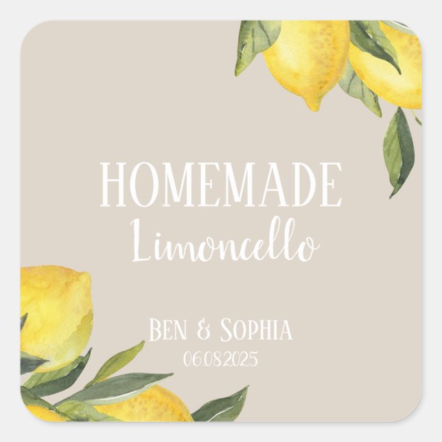 Modern Rustic Homemade Italian Limoncello Labels (Front)