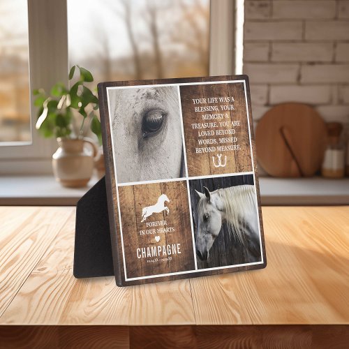 Modern Rustic Horse Memorial Photo Collage Plaque