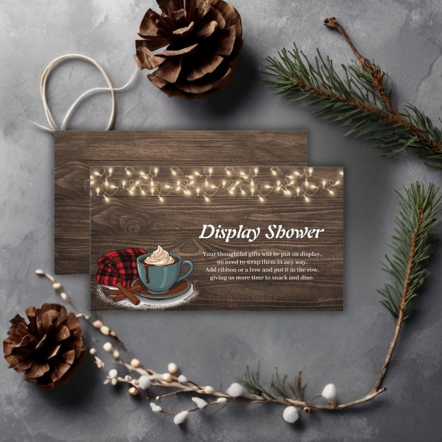 Modern Rustic Hot Cocoa Cozy Baby Shower Enclosure Card (Creator Uploaded)