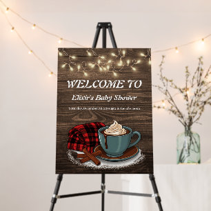 Modern Rustic Hot Cocoa Cozy Baby Shower Foam Board