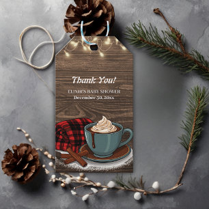 Modern Rustic Hot Cocoa Cozy Baby Shower Gift Tags