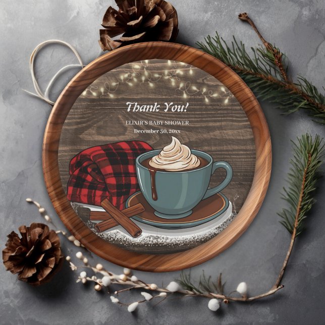 Modern Rustic Hot Cocoa Cozy Baby Shower Paper Plates (Creator Uploaded)