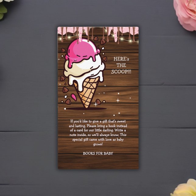Modern Rustic Ice Cream Scoop Drawing Baby Shower Enclosure Card (Creator Uploaded)