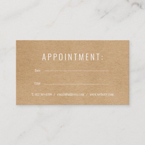 Modern Rustic Kraft Appointment Card