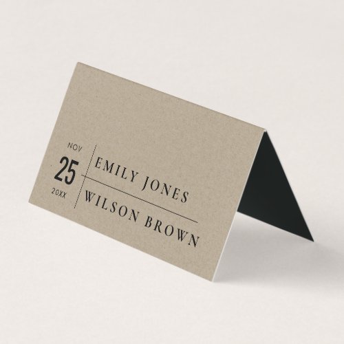 MODERN RUSTIC KRAFT BLACK TYPOGRAPHY WEDDING BUSINESS CARD