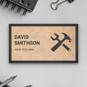 Modern Rustic Kraft Handyman Auto Repair Mechanic Business Card