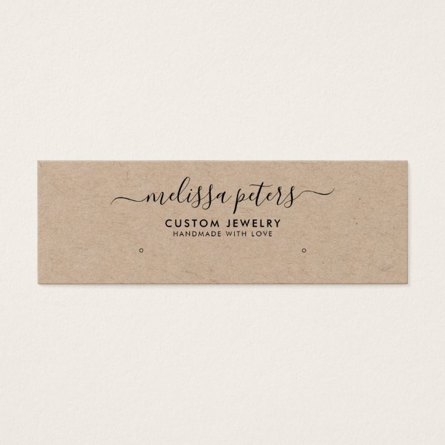 Modern Rustic Kraft Jewelry Earring Display Card (Front)