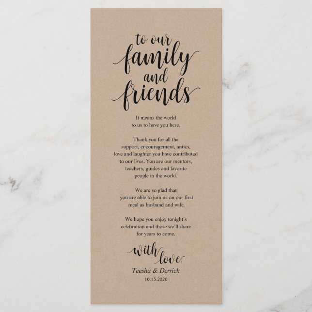 Modern Rustic, Kraft Place Setting Thank You Card (Front)
