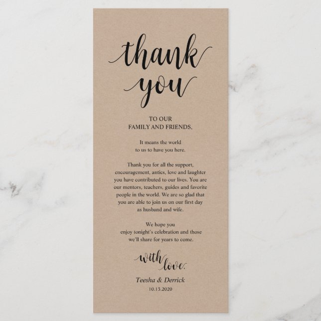 Modern Rustic, Kraft Place Setting Thank You Cards (Front)