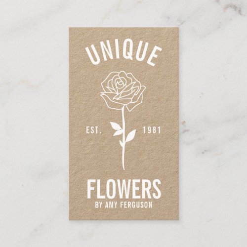 Modern rustic kraft trendy black white rose flower business card