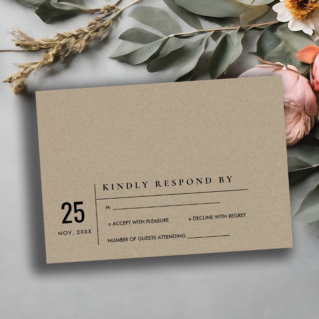 MODERN RUSTIC KRAFT TYPOGRAPHY WEDDING RSVP INVITATION (Creator Uploaded)