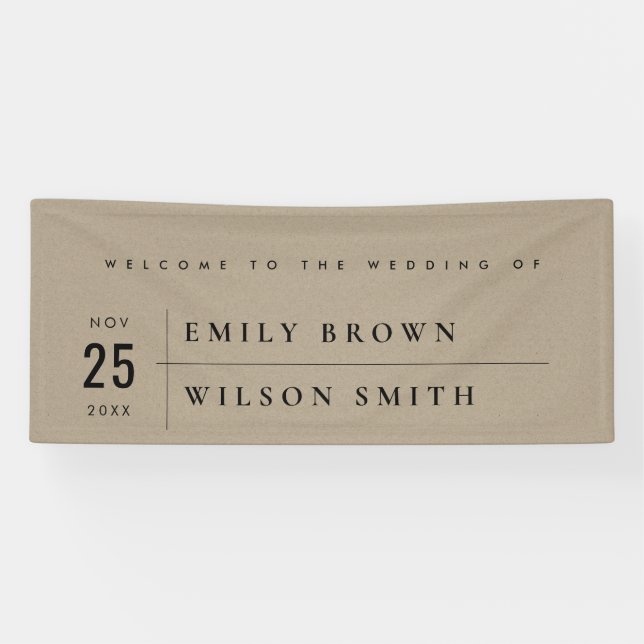 MODERN RUSTIC KRAFT TYPOGRAPHY WEDDING WELCOME BANNER (Horizontal)