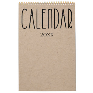 Modern Rustic Kraft with Black Calendar