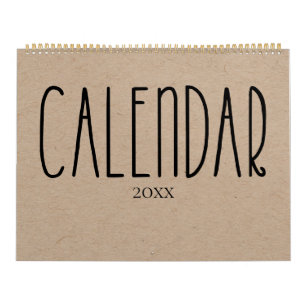 Modern Rustic Kraft with Black Calendar