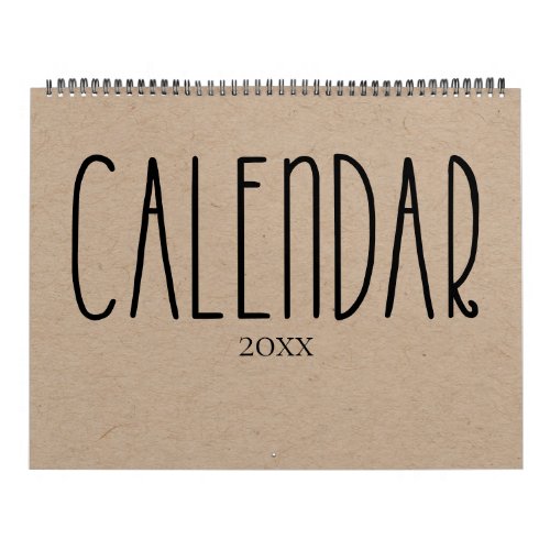 Modern Rustic Kraft with Black Calendar